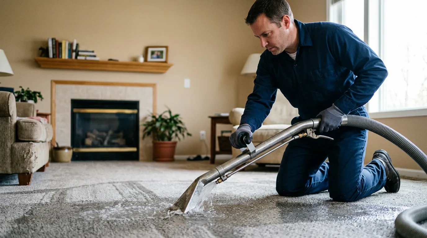 Water damage restoration technician working near Blaine, WA